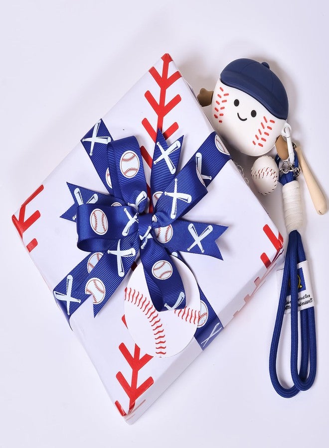 Ribest Baseball Ribbon, 7/8 Inch Grosgrain Sports Ribbon for Crafts Hair Bows Gift Wrapping Team Decor Party Decorations, Blue/White/Red, 10 Yards - Image 3